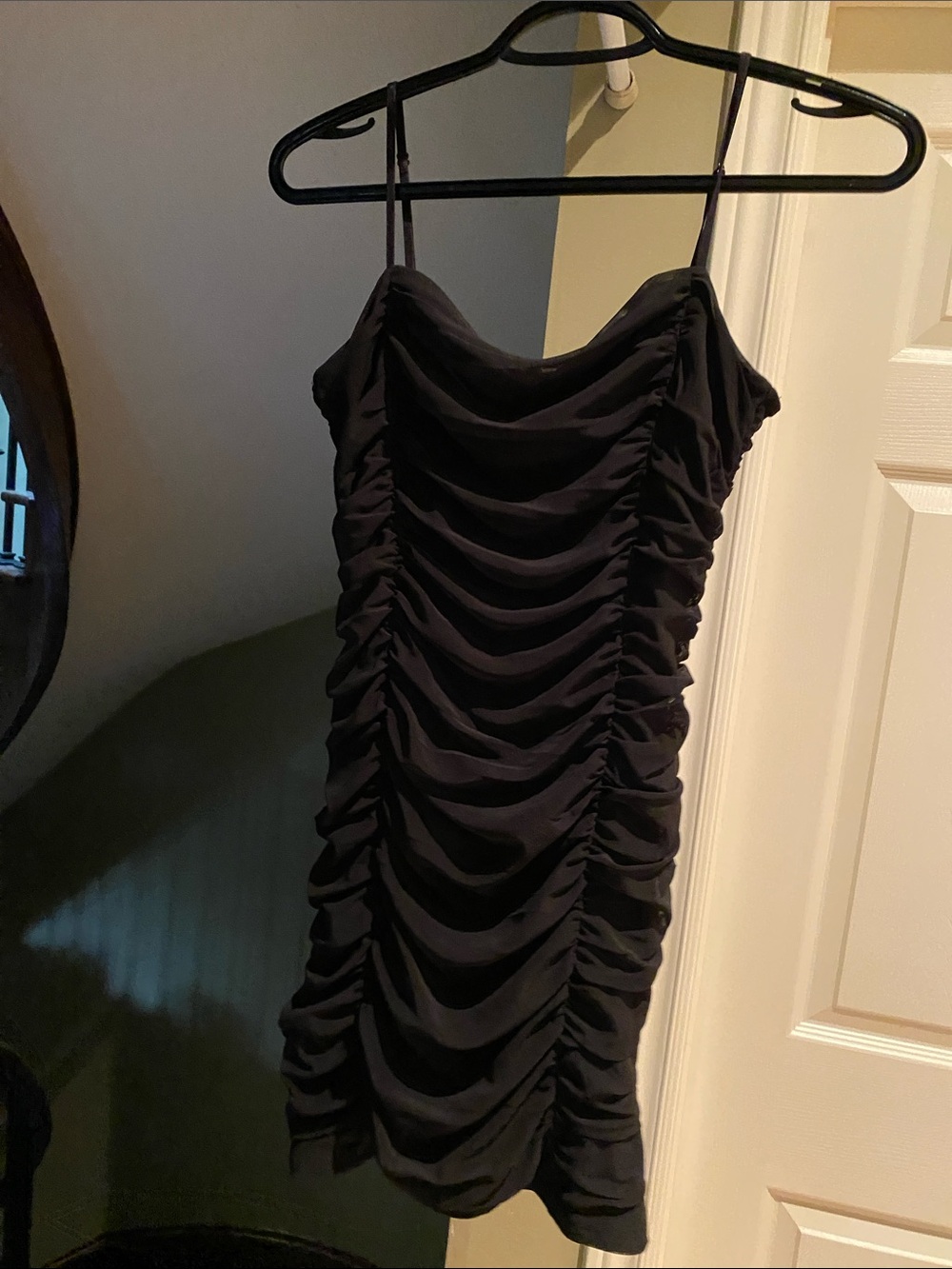 Garage Black Ruched Slip Mini Dress